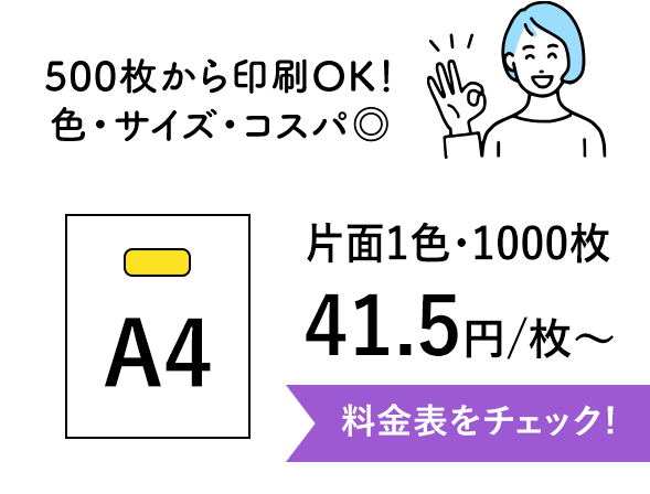 500枚から印刷OK！色・サイズ・コスパ良しの小ロット印刷